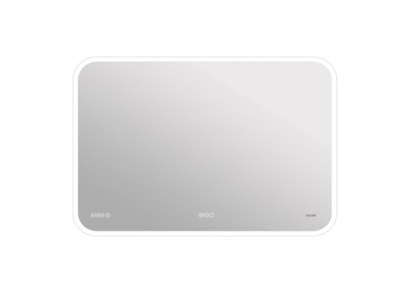Зеркало LED 070 design pro 80x60 с подсветкой bluetooth часы с антизапотеванием прямоугольное