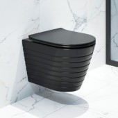 Унитаз подвесной K703BM черный матовый безободковый, сиденье тонкое ДП, крепления 