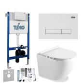TIMO Комплект 3 в 1 унитаз белый KULO + инсталляция + кнопка смыва INARI глянцевая белая с шумоизоляцией и креплениями TIMO Комплект 3 в 1 унитаз белый KULO + инсталляция + кнопка смыва INARI глянцевая белая с шумоизоляцией и креплениями