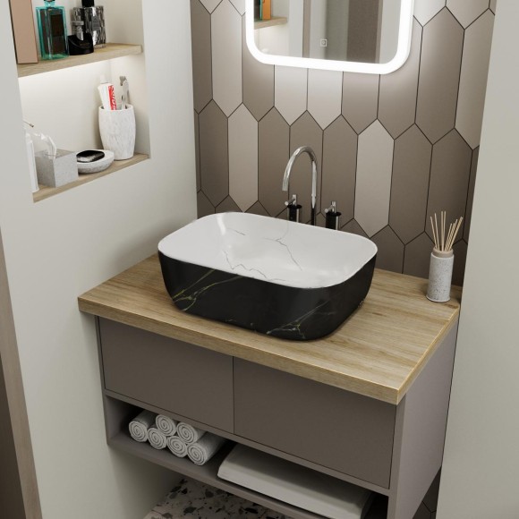 Умывальник Point Вега 46 PN43711WB прямоугольный, белый и черный