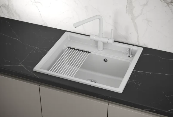 KS-6003, АРКТИК (БЕЛЫЙ), кухонная мойка, кварц KS-6003, АРКТИК (БЕЛЫЙ), кухонная мойка, кварц