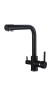 FK042B Смеситель для кухни нержавейка, черный со встр. фильтром (краном) под питьевую воду EvaGold
