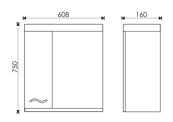 60 Зеркало-шкаф "Волна 60" /лев/
