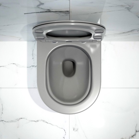 Унитаз подвесной K703GM серый матовый безободковый, сиденье тонкое ДП, крепления 