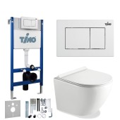 TIMO Комплект 3 в 1 унитаз белый KULO + инсталляция + кнопка смыва REKO глянцевая белая с шумоизоляцией и креплениями TIMO Комплект 3 в 1 унитаз белый KULO + инсталляция + кнопка смыва REKO глянцевая белая с шумоизоляцией и креплениями