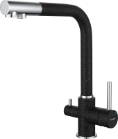 GRANFEST Смеситель для кухни Г-обр. с краном питьевой воды D-35мм черный арт GRANFEST Смеситель для кухни Г-обр. с краном питьевой воды D-35мм черный арт