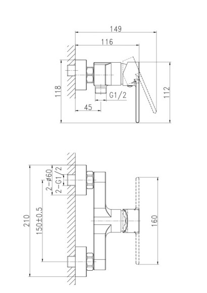 Смеситель для душа BRASKO однорычажный Смеситель для душа BRASKO однорычажный