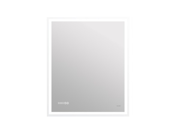 Зеркало LED 080 design pro 70x85 с подсветкой часы с антизапотеванием прямоугольное