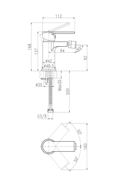 Смеситель для биде BRASKO однорычажный Смеситель для биде BRASKO однорычажный