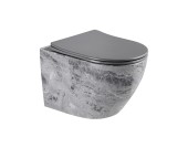 EG505Gray Подвесной унитаз EvaGold мрамор серый, безободковый, сид. серое мат. тонкое ДП 