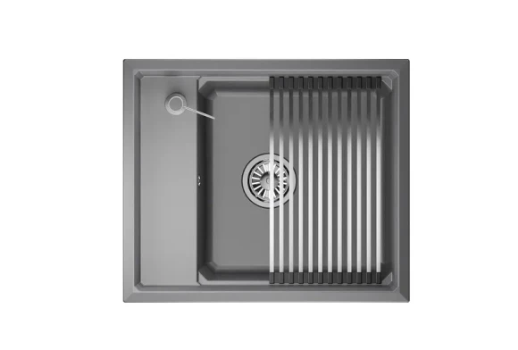KS-6004, АЛЮМИНИУМ, кухонная мойка, кварц KS-6004, АЛЮМИНИУМ, кухонная мойка, кварц