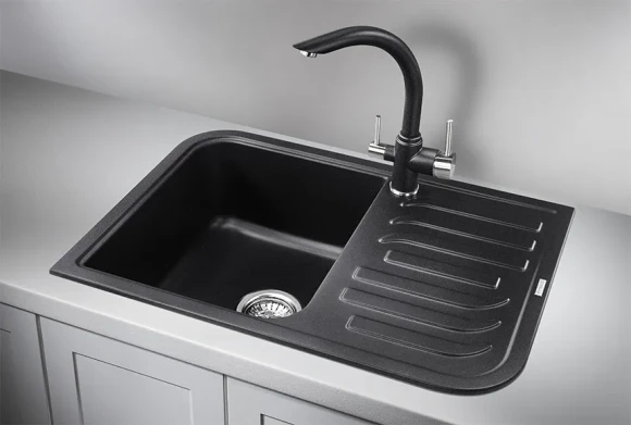 7001, ЧЁРНЫЙ, кухонная мойка, кварц