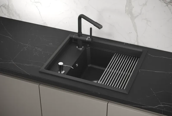 KS-6004, ЧЁРНЫЙ, кухонная мойка, кварц