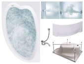 Комплект Акриловая ванна TIMO IVA1610L+Каркас + Слив-перелив+Гидромассаж 6 форсунок+Гидромассаж спины 3 форсунки+Фронтальная панель