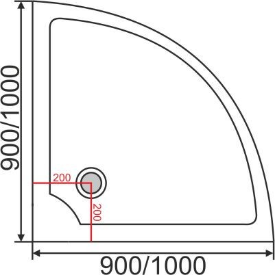 Поддон акриловый ABS07 100х100х15 полукруглый (с сифоном)