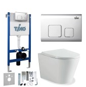 TIMO Комплект 3 в 1 унитаз белый INARI + инсталляция + кнопка смыва SOLI глянцевая хромированная с шумоизоляцией и креплениями TIMO Комплект 3 в 1 унитаз белый INARI + инсталляция + кнопка смыва SOLI глянцевая хромированная с шумоизоляцией и креплениями