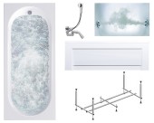 Комплект Акриловая ванна TIMO ROHA1770+каркас+слив-перелив+гидромассаж 6 форсунок+фронтальная панель