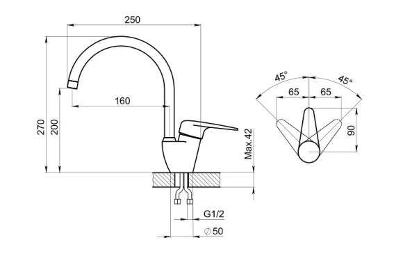 1024, ХРОМ СМЕСИТЕЛЬ КУХОННЫЙ